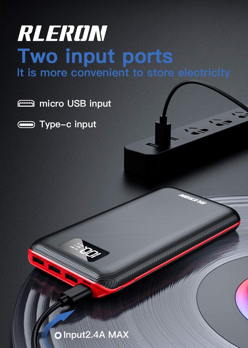 Power Bank – Cargador portátil de 24000 mAh, batería externa de gran capacidad, entradas duales y tres salidas con pantalla LCD, compatible con