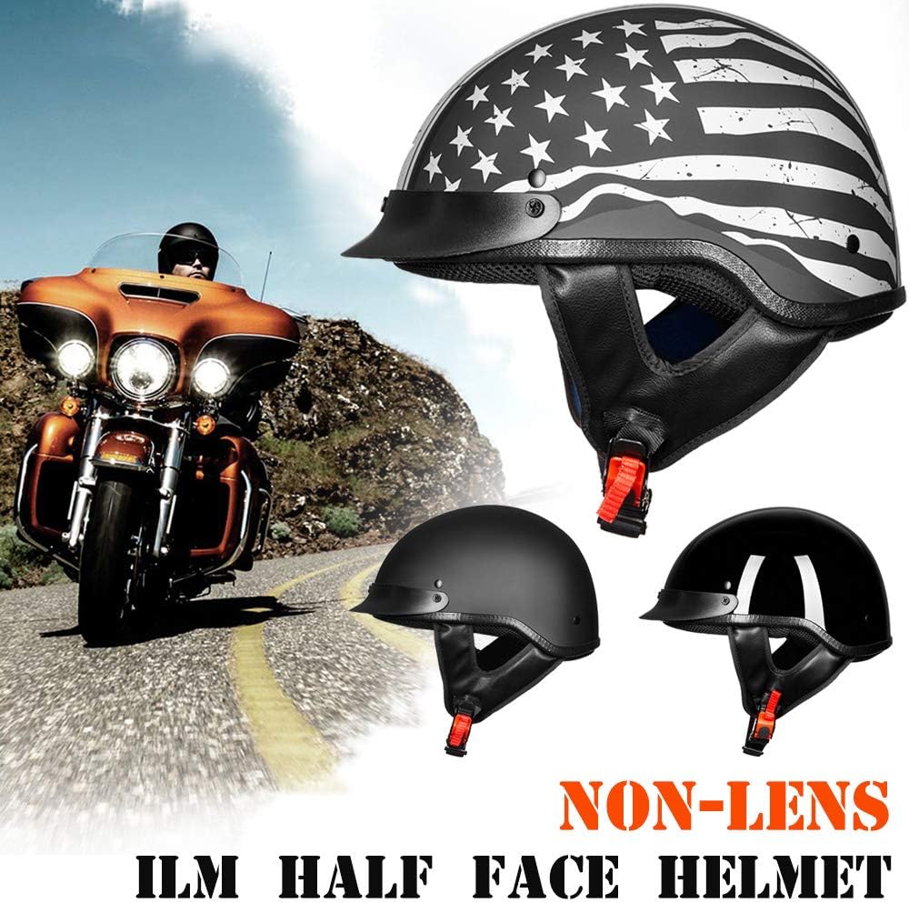 ILM Casco de media cara para motocicleta, aprobado por DOT, modelo ILM-205