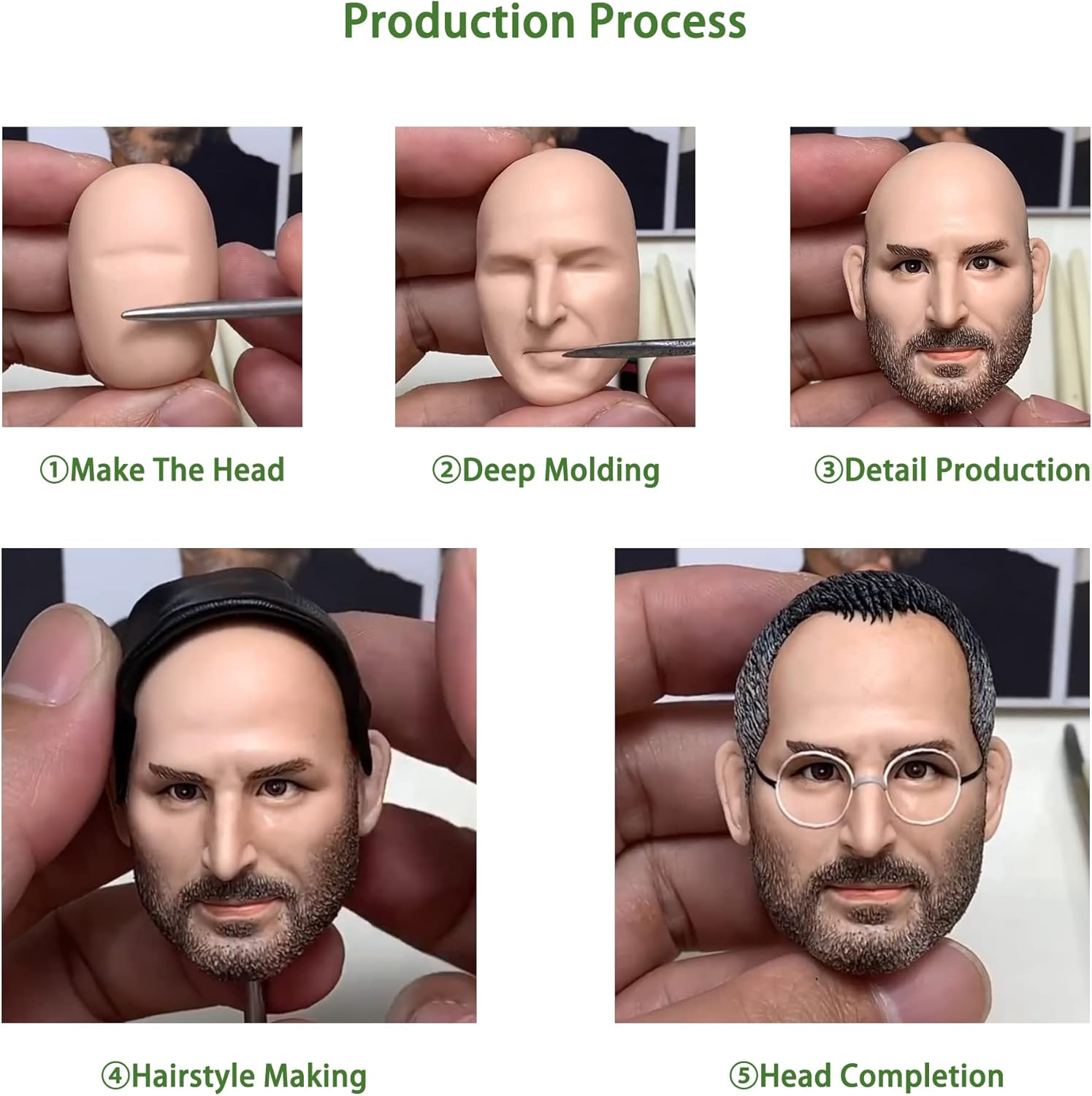 Mydedor – Figuras personalizadas de Bobble Heads, figuras de hombre casuales negras, figuras de cabeza de bobble hechas a mano, regalo de cumpleaños