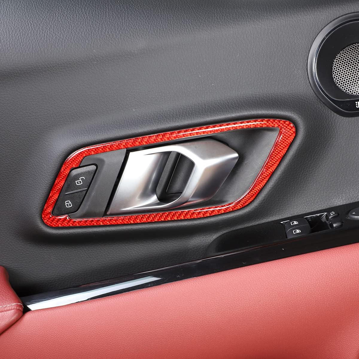 Adhesivo para marco de manija interior de puerta de automóvil, decoración de fibra de carbono suave real, apto para Toyota Supra GR A90 A91 MK5
