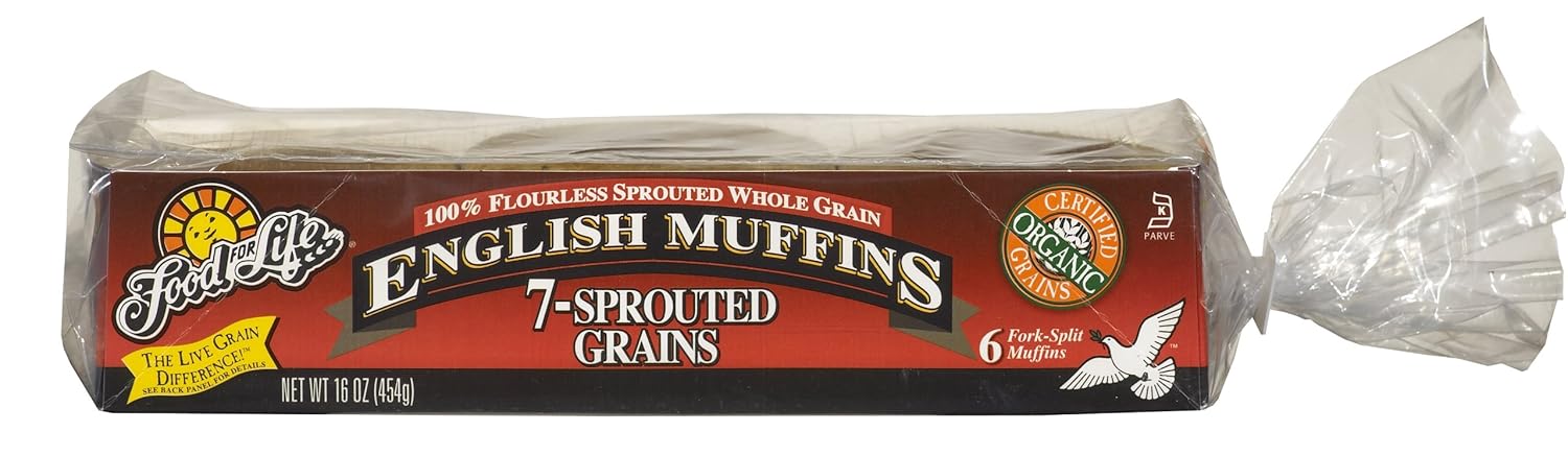 Food For Life, Sprout – Muffins ingleses de 7 granos, orgánico, 16 onzas (congelado)