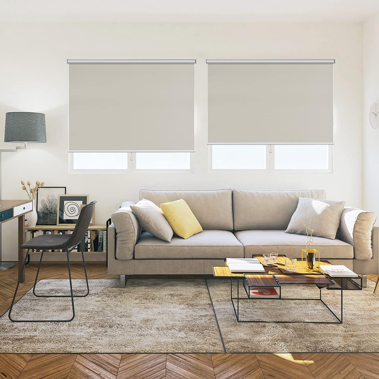 Persianas y cortinas enrollables opacas para ventanas, dormitorio, térmicas, inalámbricas y fáciles de abrir y cerrar, 4 colores, 10 tamaños