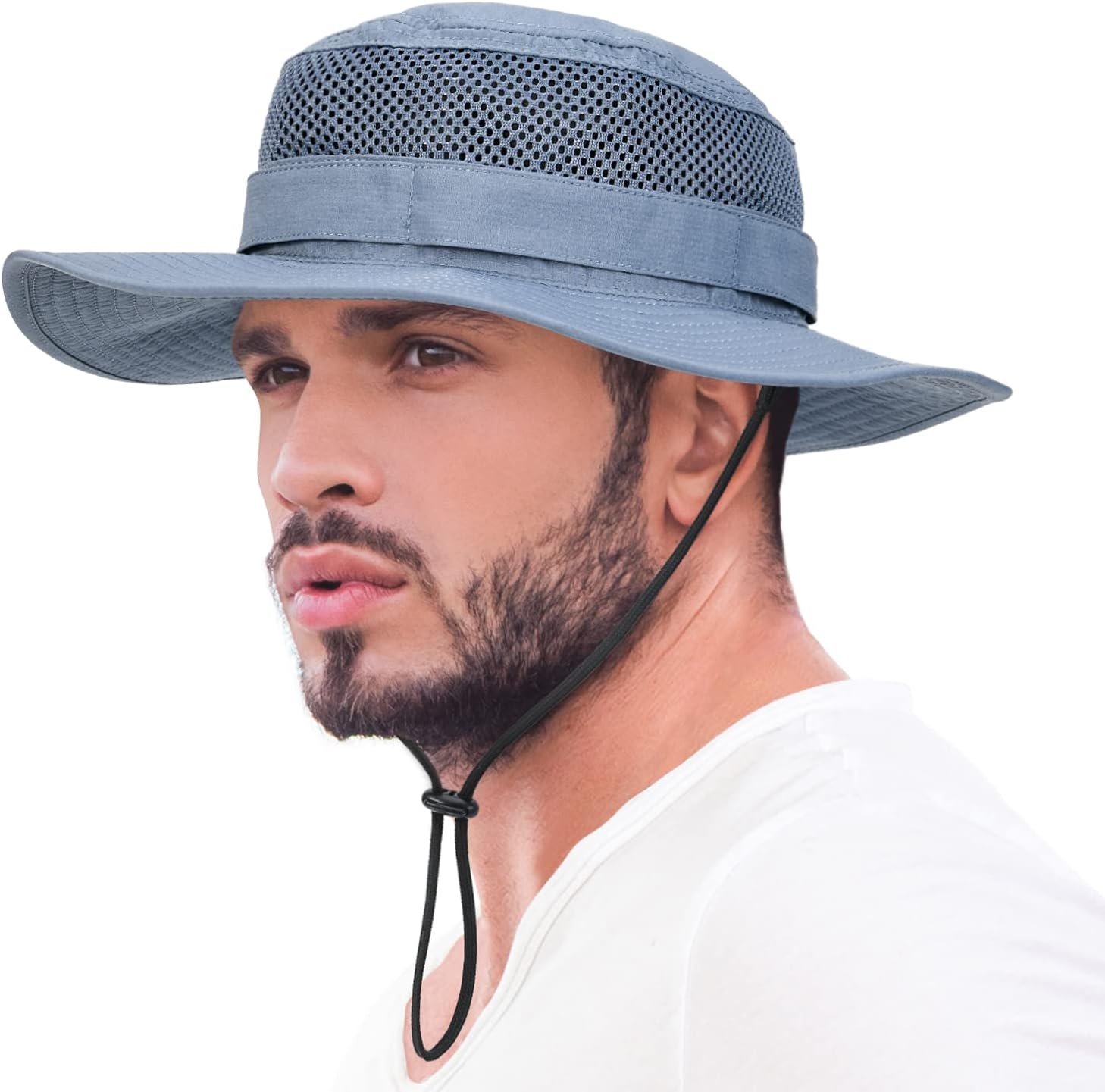 Sombrero de sol de malla al aire libre para hombre, sombrero de protección solar de ala ancha, sombrero de pesca y senderismo