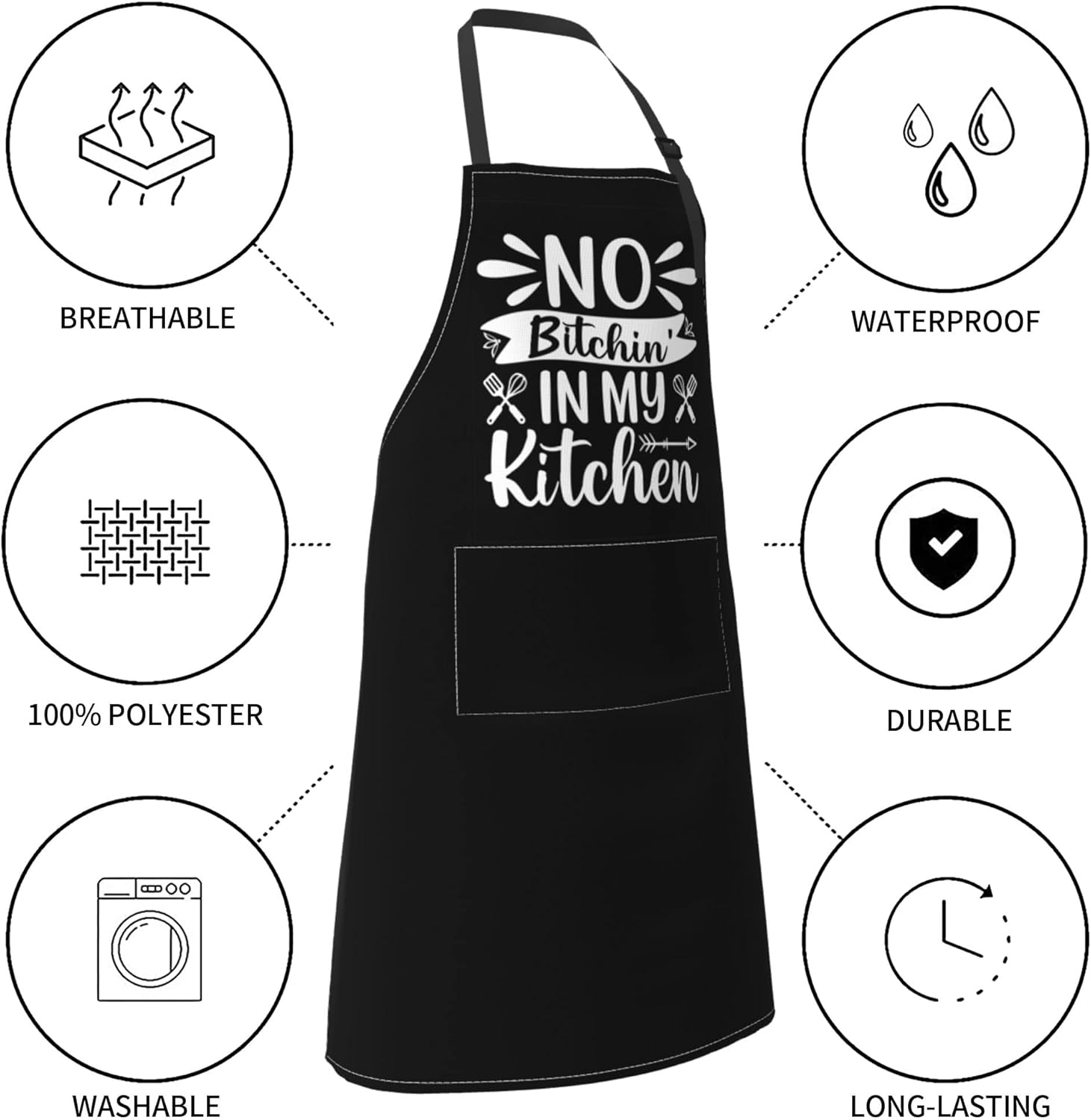 BAIJEN Delantales para mujer con bolsillos  28 x 33 pulgadas  Para cocinar, hornear, cocina, chef, delantal para hombre