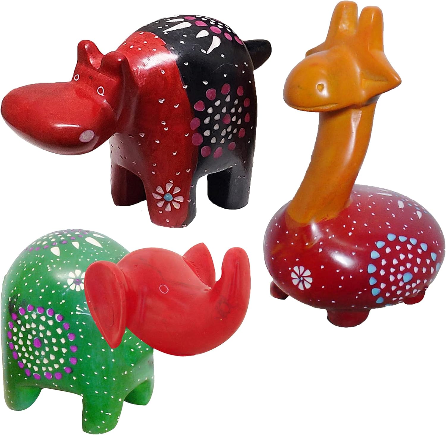 Safari africano de la selva de animales gorditos de 4 pulgadas, tacto humano auténtico, suave, elegante, fresco y relajante, juego de 3 figuras