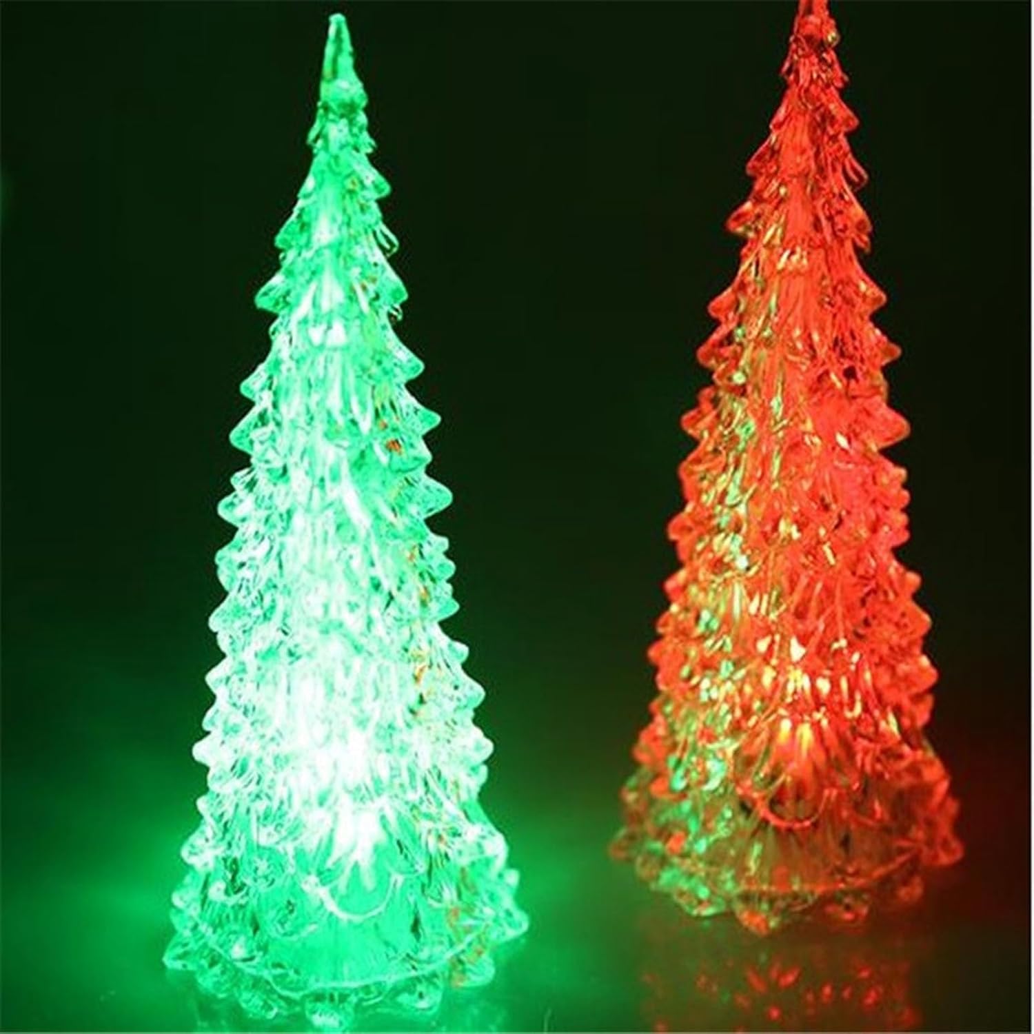 Sayoc Paquete de 3 árboles de Navidad LED acrílicos azules, juego 2023 con 7 luces que cambian de color, perfecto para decoración navideña