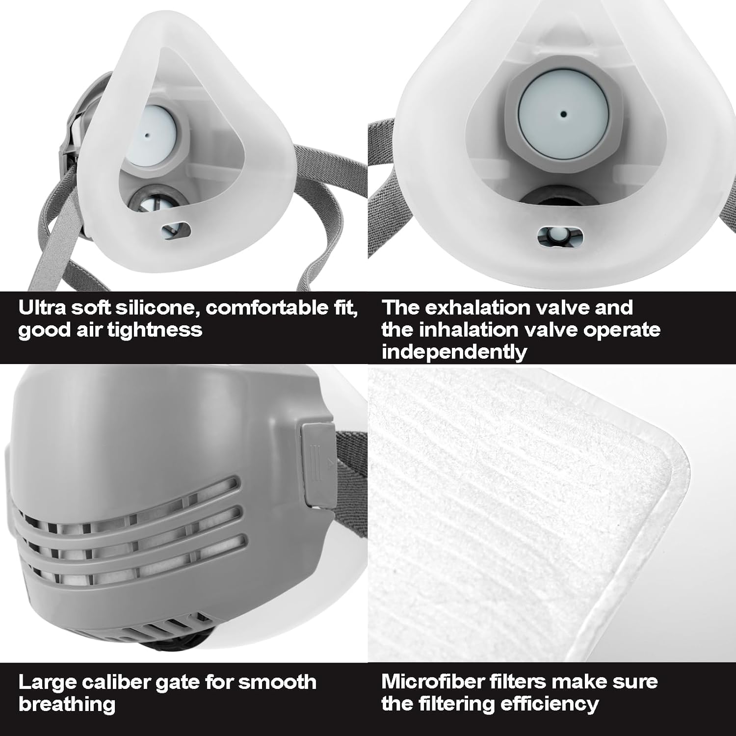 Ougulie Reusable Respirator Mask Lightweight Portable to Protection Against Dust, Fumes, Asbestos, Particles