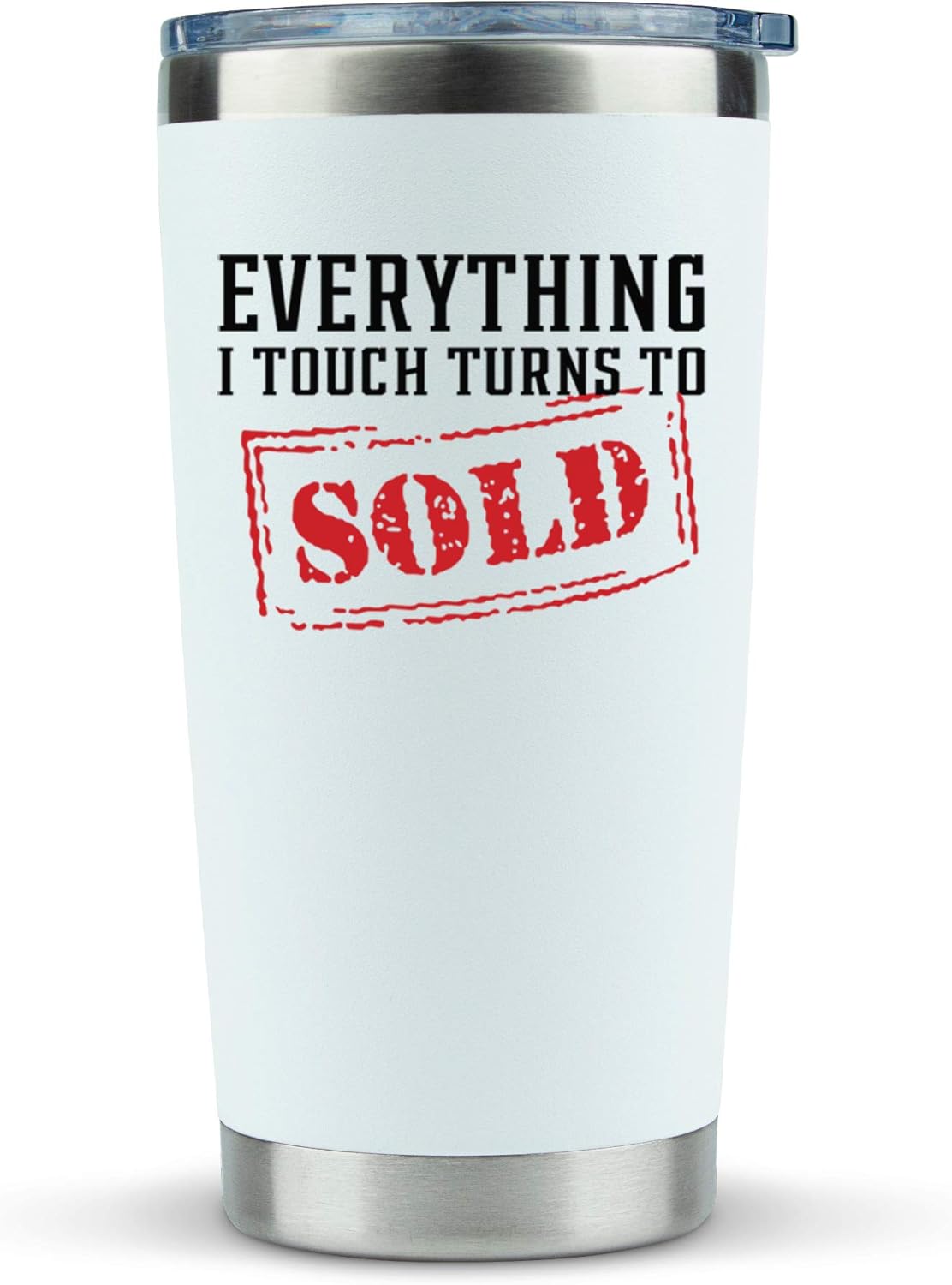 KLUBI Taza de café con texto en inglés “Everything I Touch Turns to Sells” (Todo lo que toque se vuelve a vender) de 20 onzas, idea de regalo para