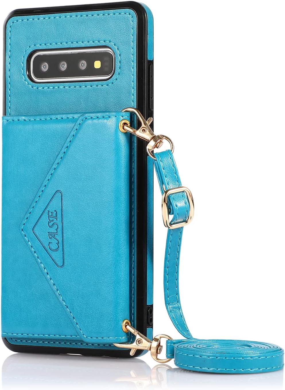 Asuwish Compatible con Samsung Galaxy S10 – Funda tipo cartera cruzada y protector de pantalla de vidrio templado, soporte para tarjetas de crédito,