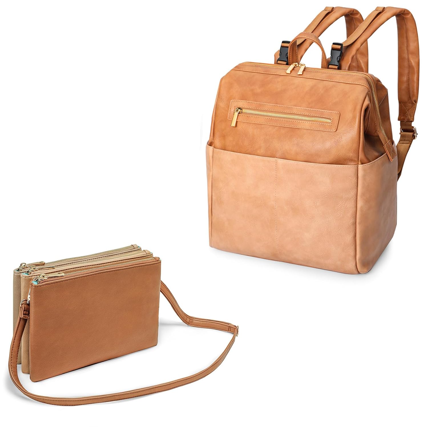 MOMINSIDE Mochila para pañales, bolsas cruzadas para mujer, mochila de cuero para mamá y papá, bolsa grande de viaje para bebés para niños y niñas,