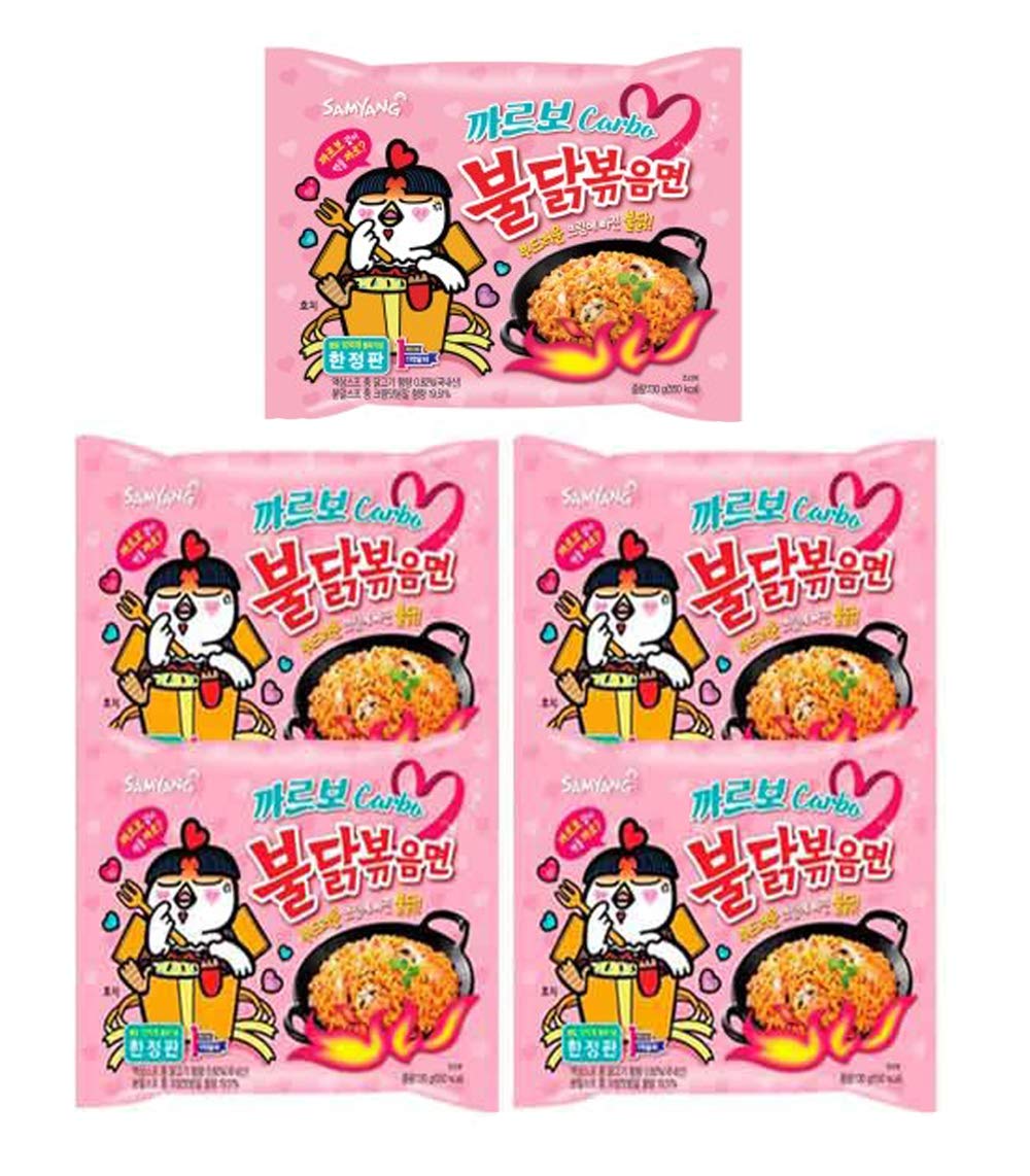 Samyang – Fideos salteados con pollo picante, estilo ramen, sabor Carbo, 5 unidades, 22.9 onzas