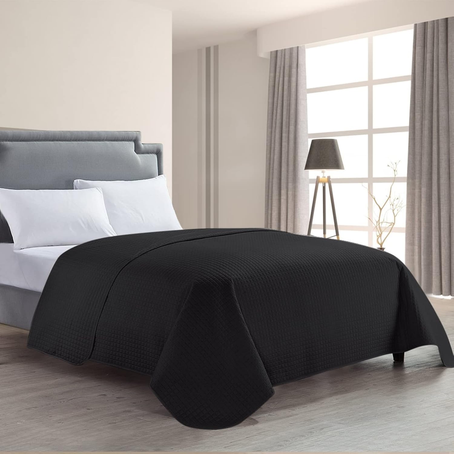 HollyHOME – Colcha de cama acolchada pinsonic con diseño de cuadros súper suave, para cama individual
