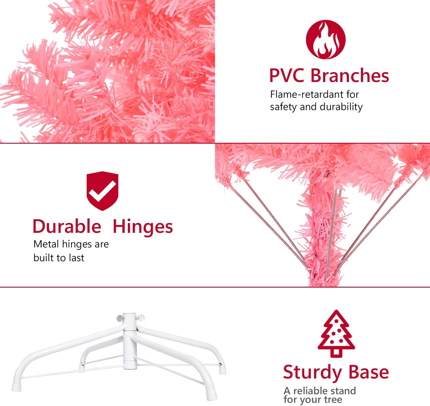 ALDRIMORE&LLY Árbol de Navidad artificial de 6 pies con 550 puntas de ramas y soporte plegable, árbol de Navidad de oropel completo con tecnología
