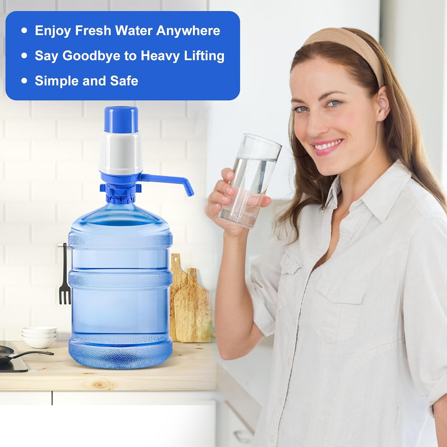 Dispensador de agua manual para botella de 5 galones, dispensador de agua de 5 galones, ajuste universal para jarras de corona de 2 a 5 galones, 3