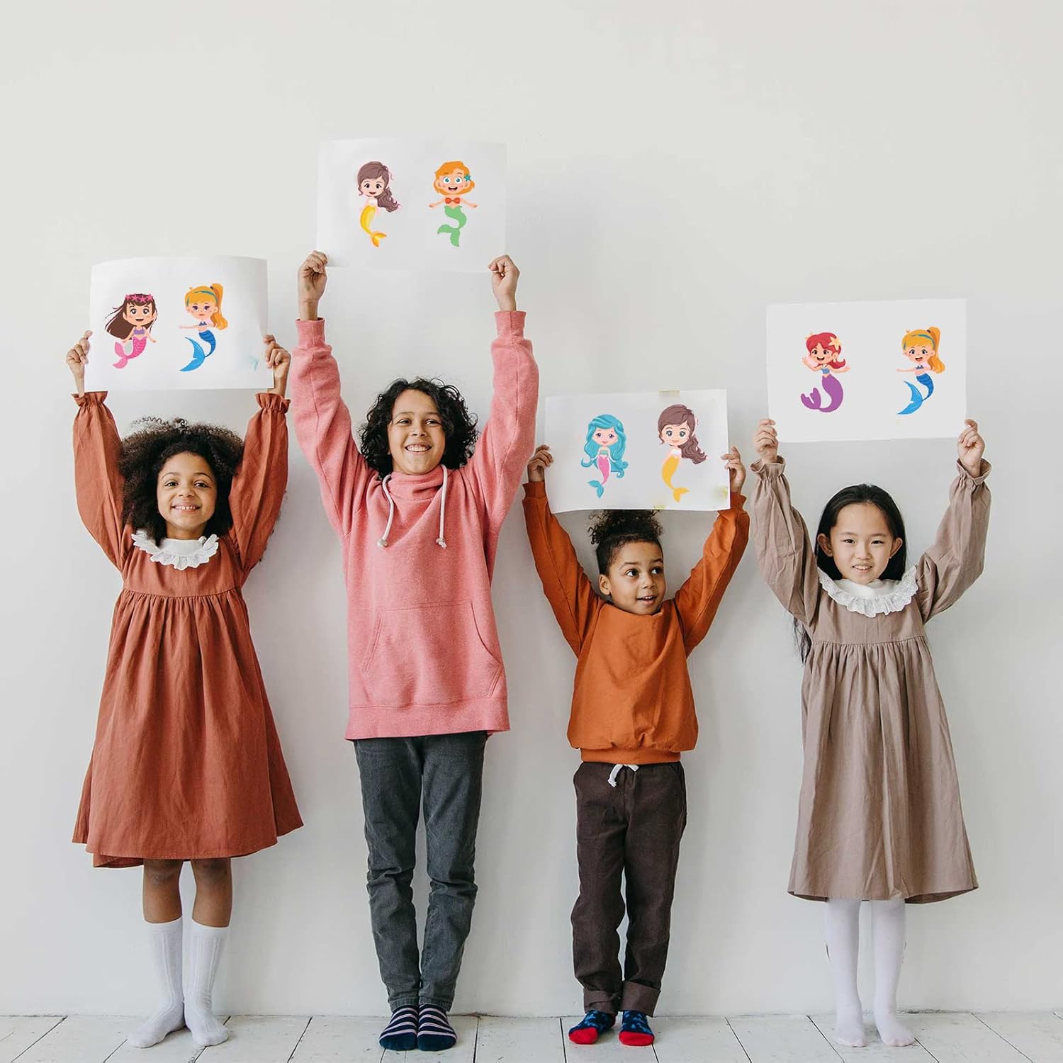 24 hojas de calcomanías de sirena para actividades de niños pequeños, haz tus propias calcomanías para niños, suministros de recuerdo de fiesta de
