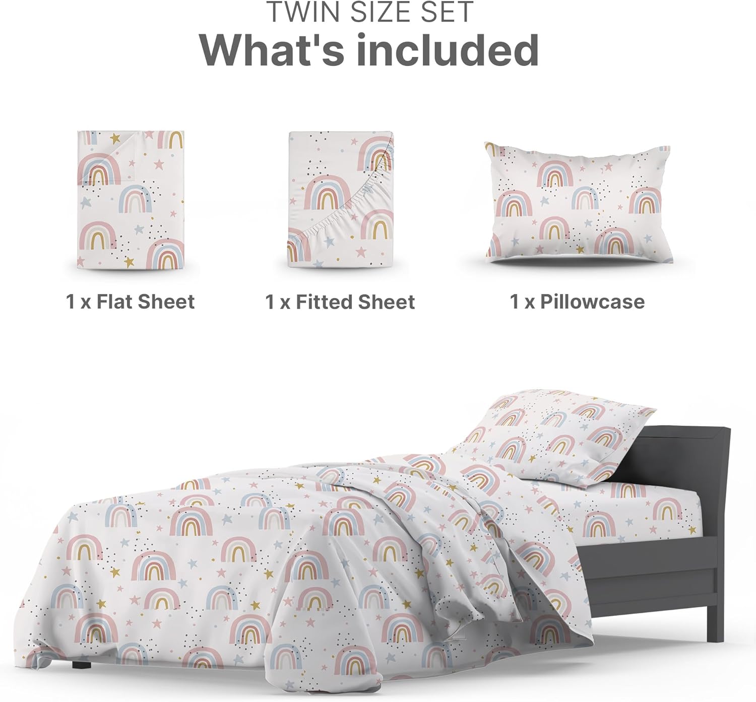 Juego de sábanas para niños y niñas, tamaño individual, ropa de cama suave y acogedora, sábanas fáciles de cuidar y limpiar, cómodas, de microfibra