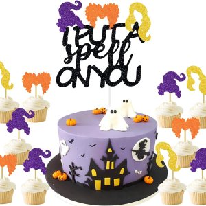 Decoración para tartas de Halloween con texto en inglés “I Put A Spell On You”, decoración de fiesta de Halloween, hocus para magdalenas, Decoración para tartas de Halloween con texto en inglés “I Put A Spell On You”, decoración de fiesta de Halloween, hocus para magdalenas,
