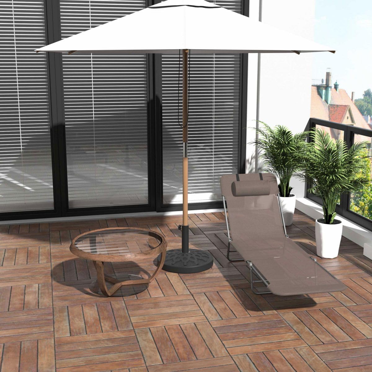 MEZHI Outdoor Folding Reclining Beach Sun Patio Chaise Lounge Chair Pool Lawn Lounger (Brown)
