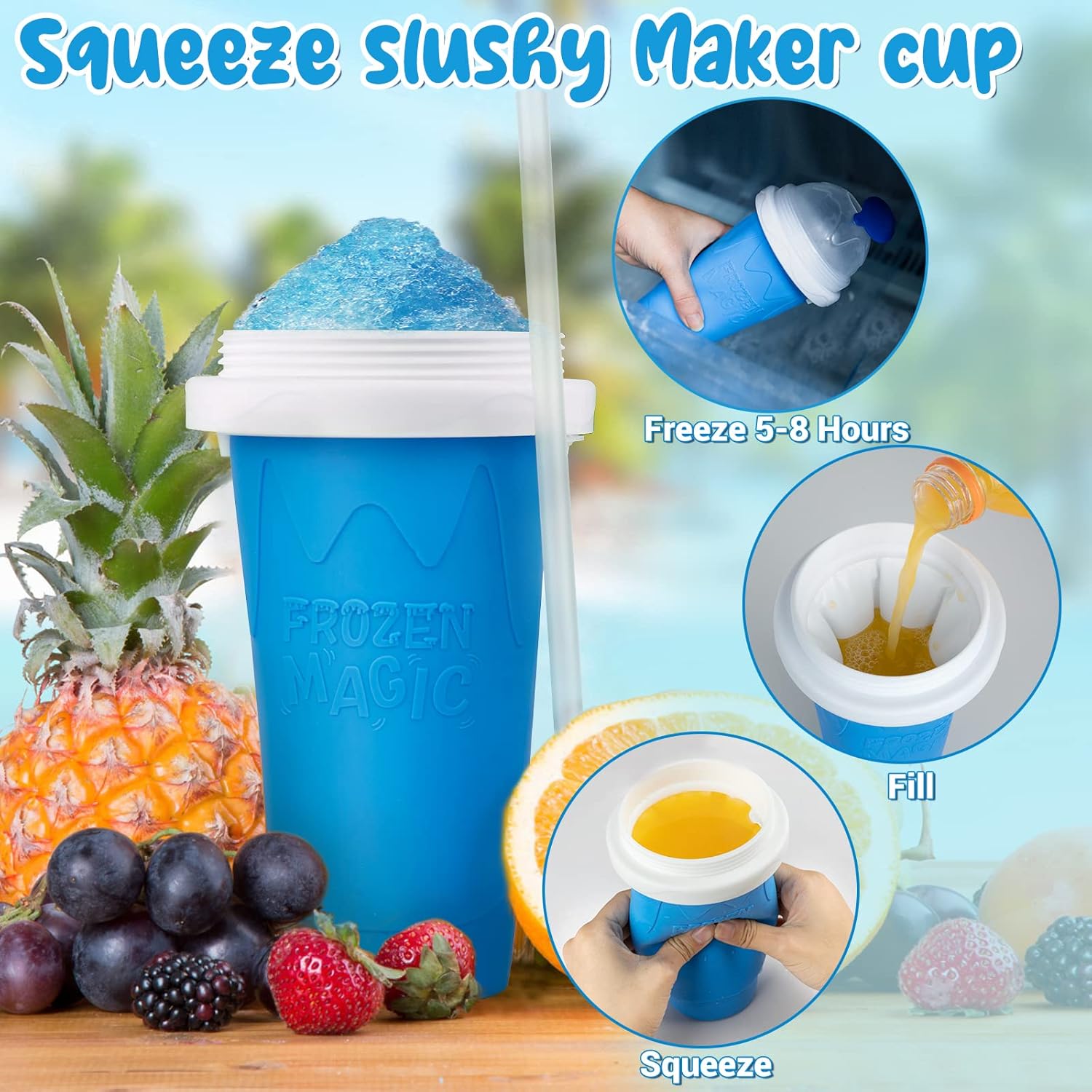 Vaso Slushie Maker para granizado de congelado, taza mágica para apretar tú mismo, doble capa, 2 unidades, vaso de granizado para batidos, máquina