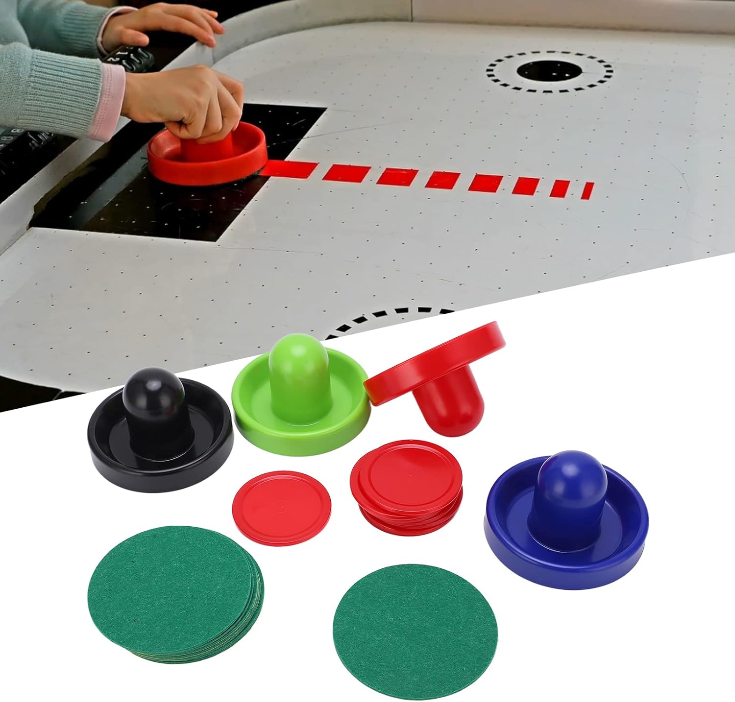 Juego completo de accesorios de hockey multicolor con empujadores, discos y piezas de repuesto para juego de hockey de mesa, mejora tu juego