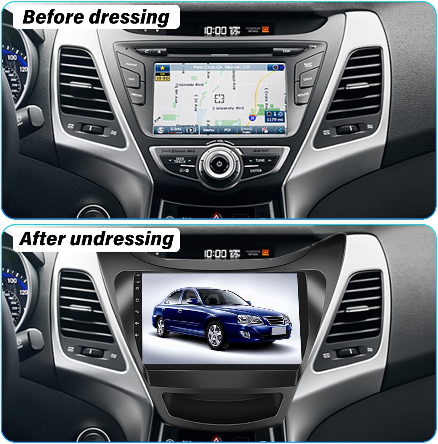 Para Hyundai Elantra 2011-2013 Android 13 Estéreo de coche con Apple Carplay Android Auto, 9 pulgadas pantalla táctil Radio coche con navegación GPS