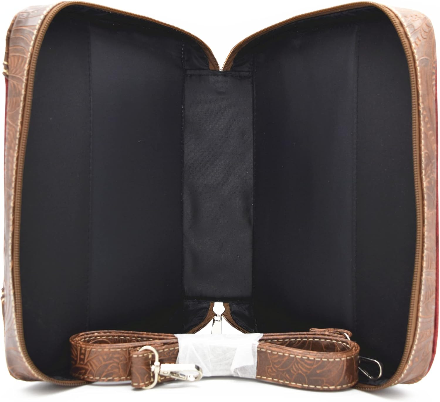 Funda de transporte con versículo bordado de las Escrituras occidentales para mujer, con correa extra, bolso cruzado (morado)