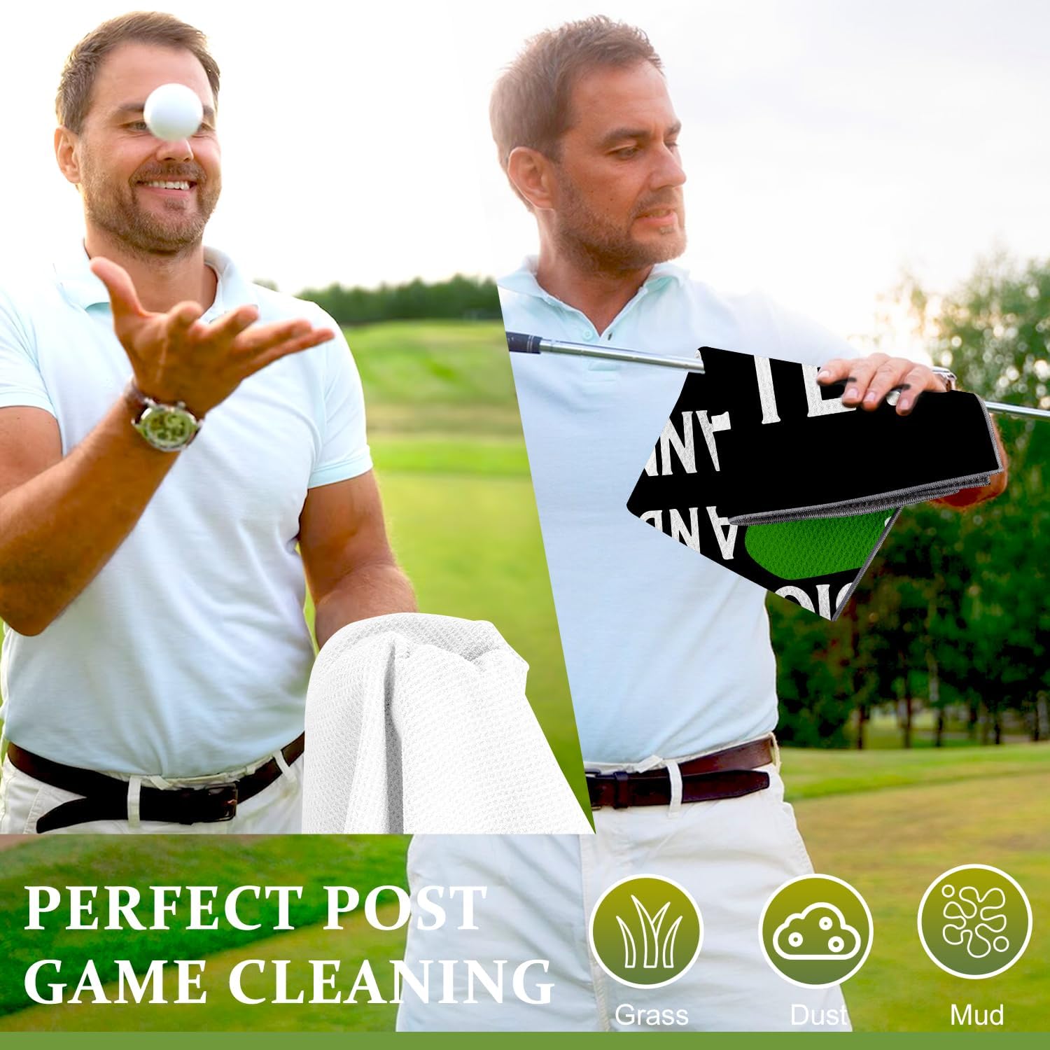 Toalla de golf con clip para bolsas de palos de golf para hombres, mujeres, accesorios de golfistas, regalos, negro, I Like Big Putts I Cannot Lie