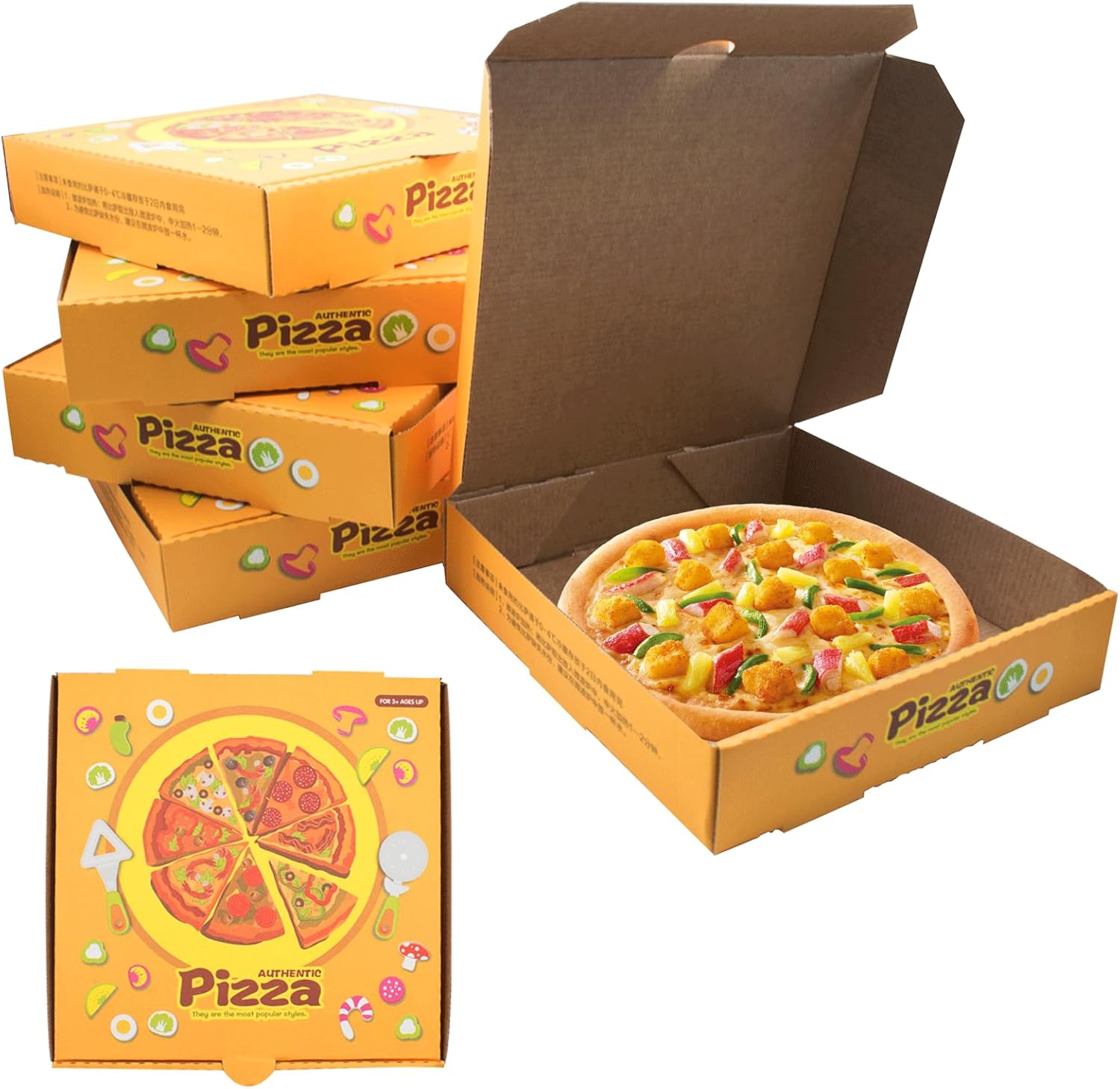 KeaJuidy 12 cajas de pizza, cajas de pizza corrugadas de papel kraft de papel kraft de 7 x 7 pulgadas, cajas de cartón con impresión en color