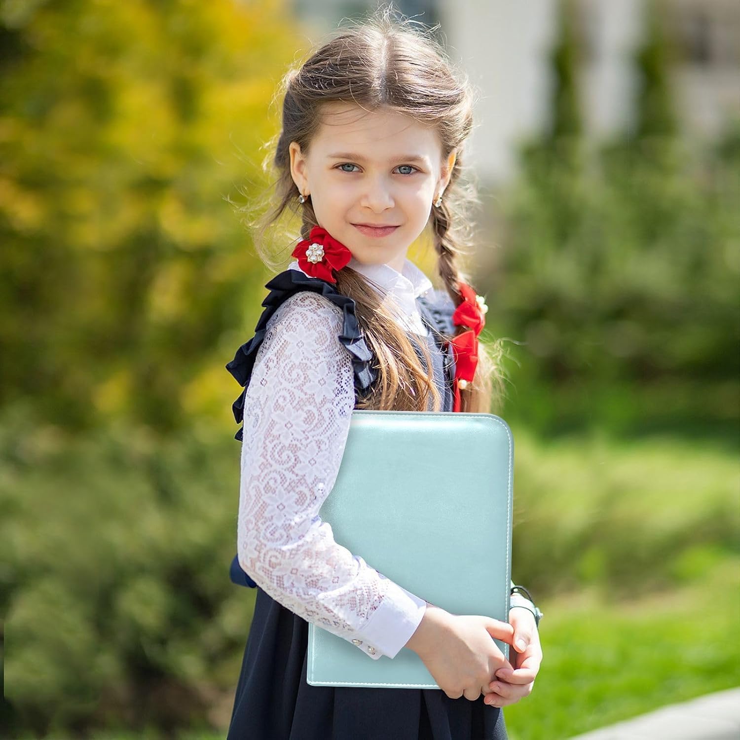 Carpeta de tarjetas Aqua en piel sintética resistente, 400 bolsillos, carpeta de tarjetas de doble cara fácil de limpiar