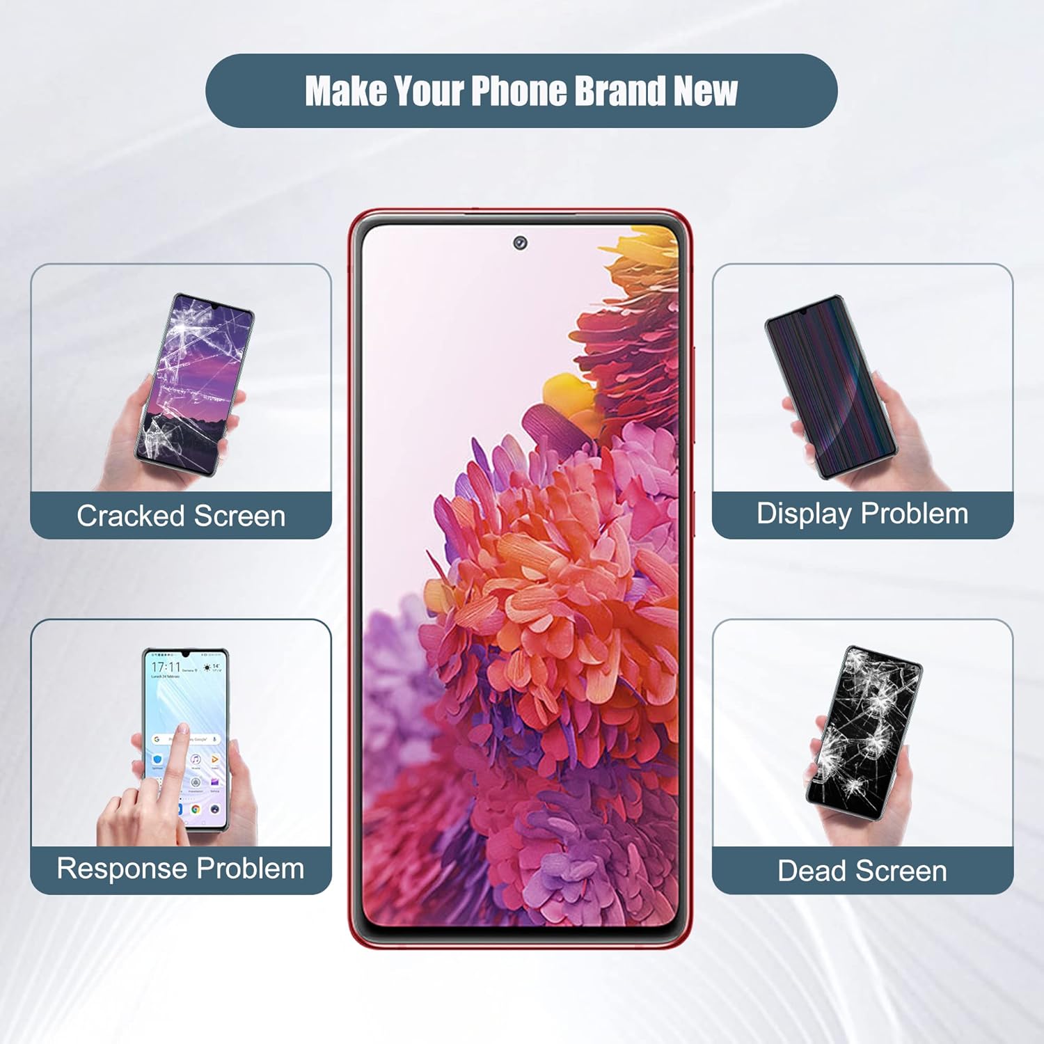 AMOLED – Pantalla compatible con Samsung Galaxy S20 FE SM-G780F SM-G780FDSM 6.5 pulgadas, pantalla táctil LCD con herramientas (negro Aura)