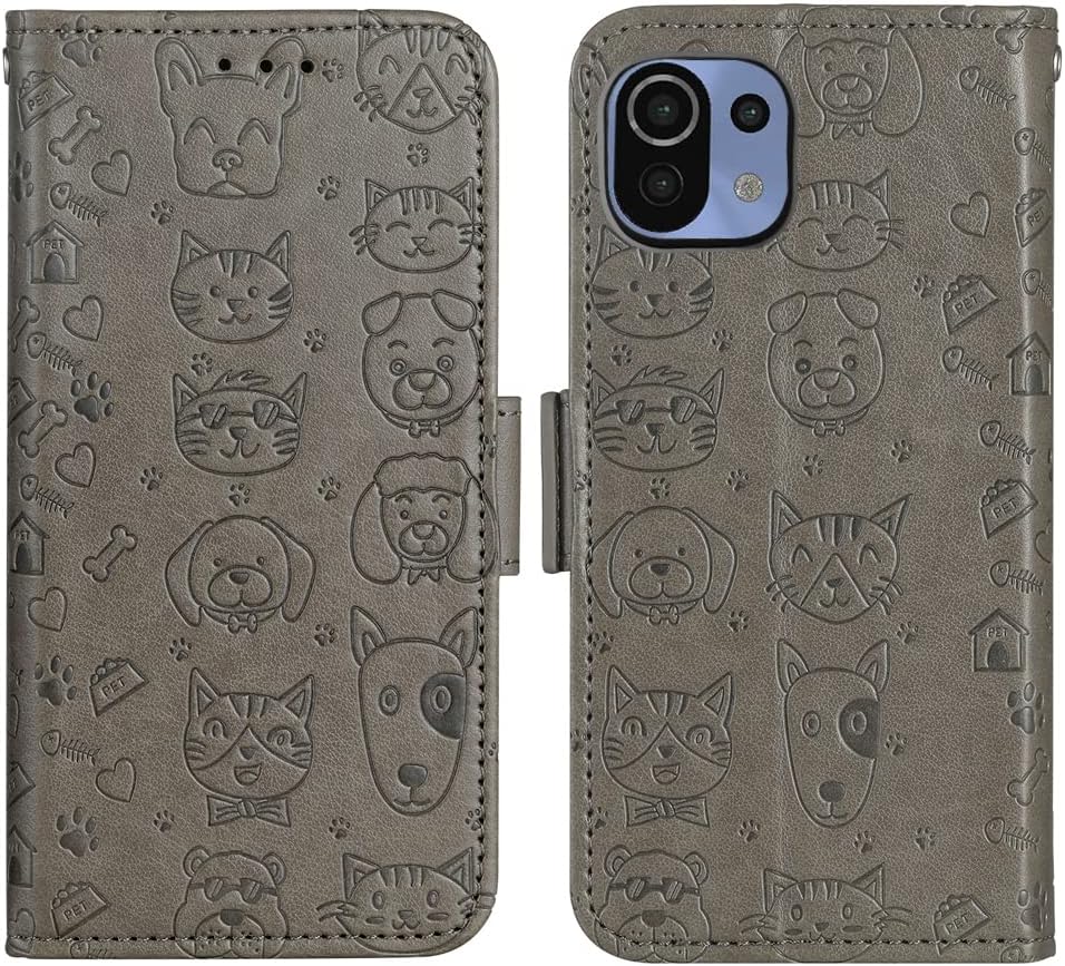 Compatible con Xiaomi Mi 11 Lite 4G5G – Funda tipo cartera con correa de muñeca con cordón de cuero, soporte para tarjetas, accesorios para celular,
