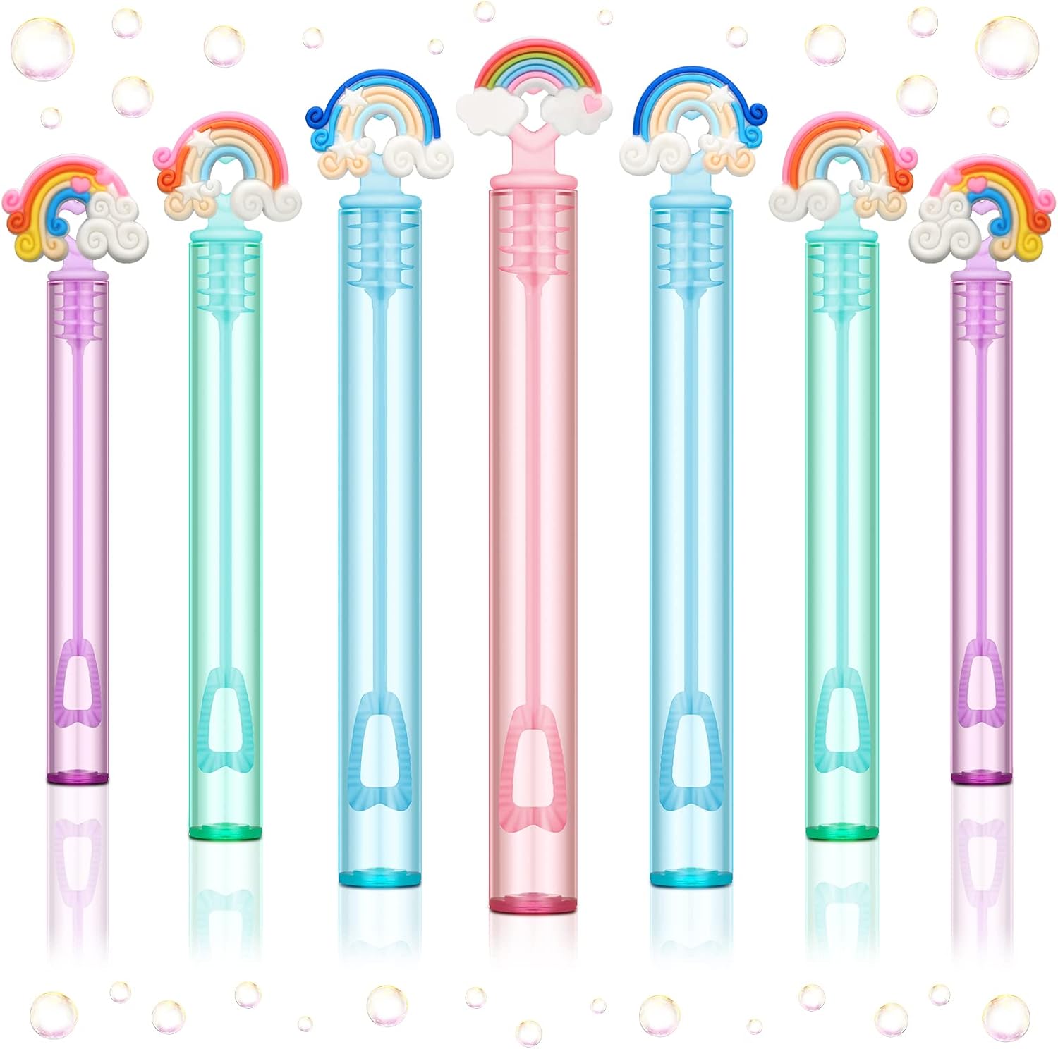 Paquete de 40 mini varitas de burbujas surtidas de corazón, regalos de fiesta de neón, regalos de burbujas de arco iris, suministros de fiesta