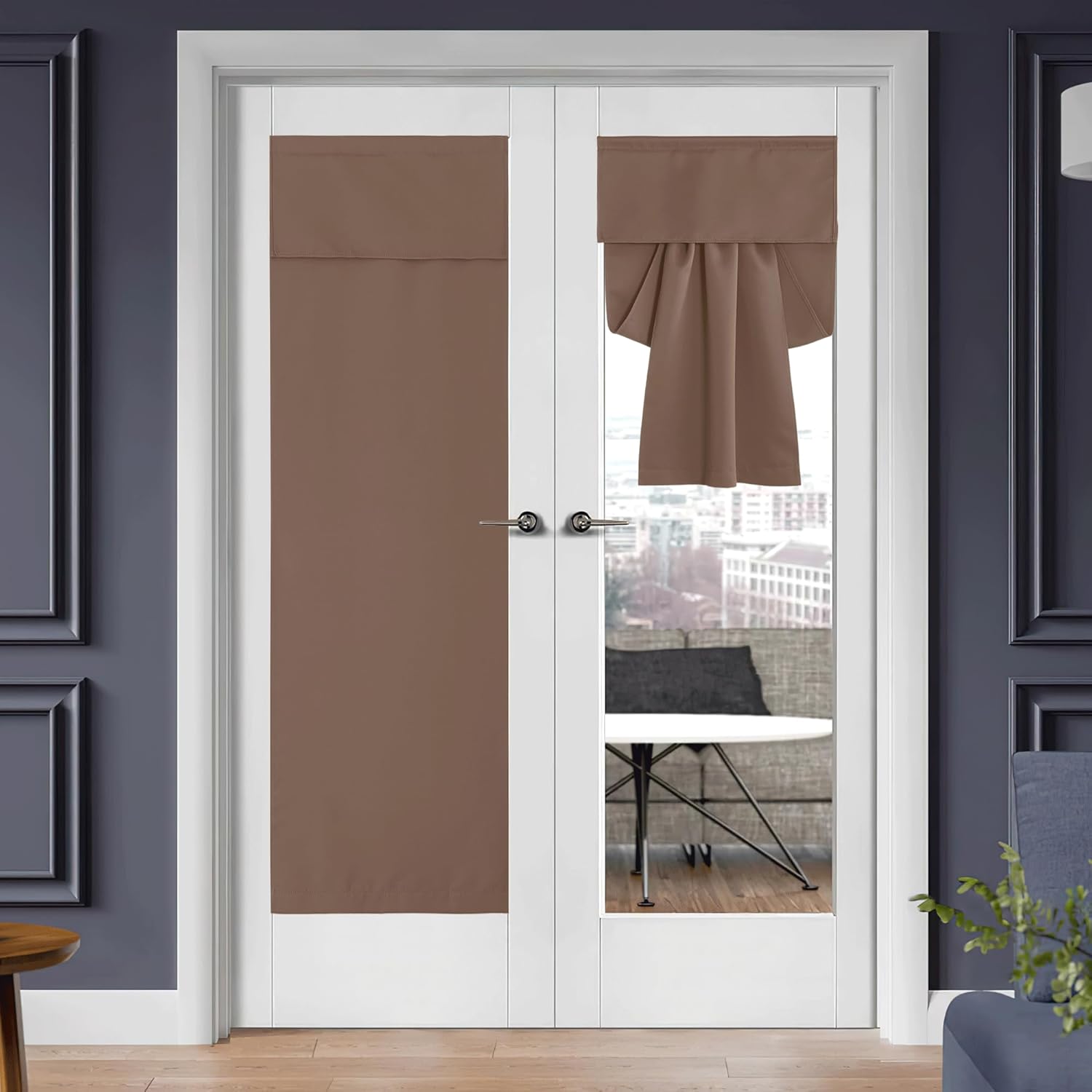 RYB HOME Cortinas de puerta de luz lateral de privacidad  Cortinas de ventana de vidrio ajustable de longitud autoadhesiva para puertas Tricia