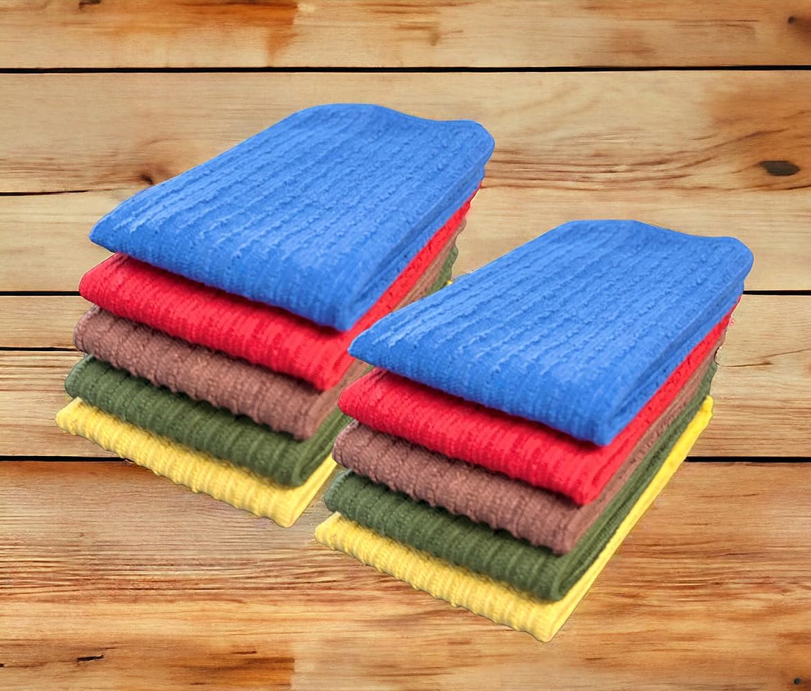 Petal Cliff Paquete de 10 paños de limpieza de cocina 100% algodón, súper absorbente, lavable a máquina, multiusos para el hogar, tamaño de la