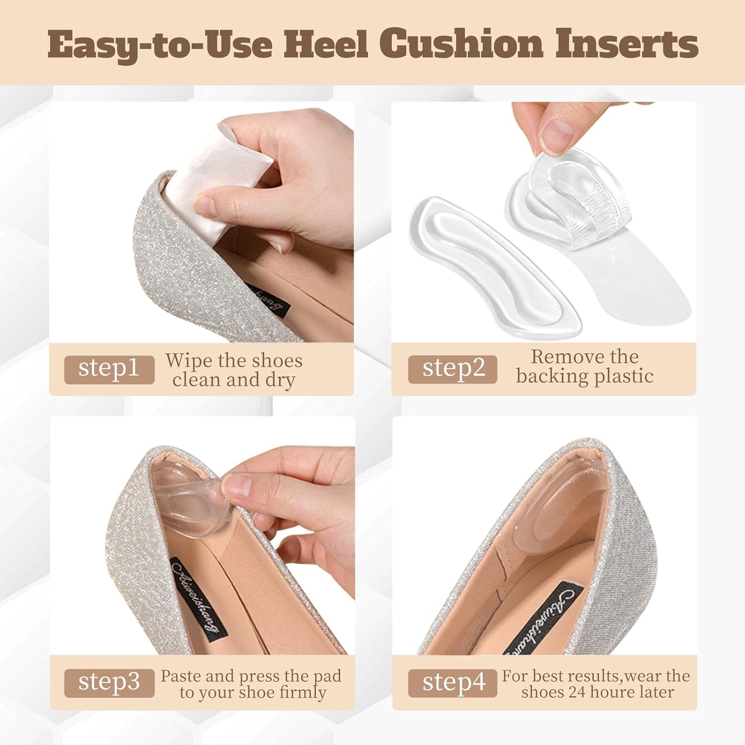 Empuñaduras de talón, inserciones transparentes para el talón de zapatos, almohadillas acolchadas para el talón para mujeres y hombres, zapatos