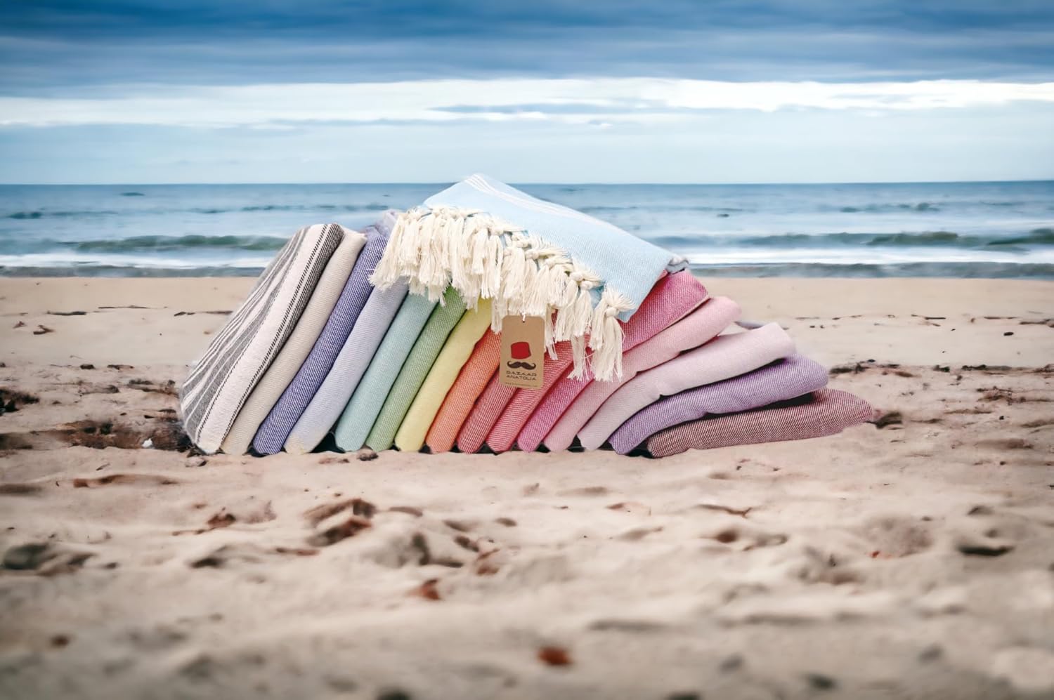 Bazaar Anatolia Toalla de playa turca 100% algodón, toallas de baño de gran tamaño, secado rápido, estilo bohemio, estilo granja, decoración de