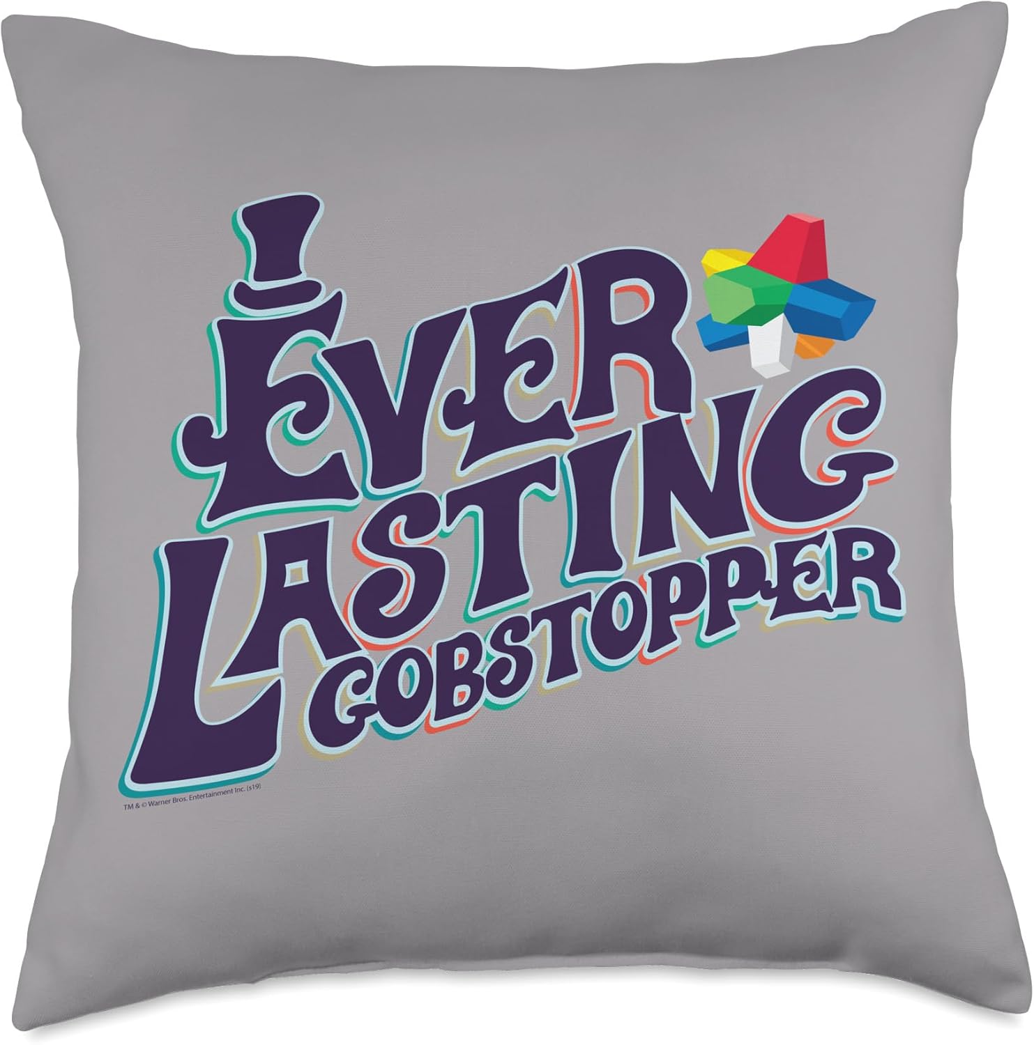 Willy Wonka Chocolate Factory Everlasting Gobstopper – Almohada (18.0 x 18.0in), multicolor