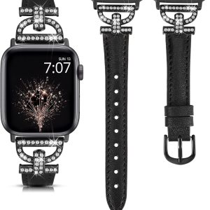 TOYOUTHS Correa de cuero compatible con Apple Watch Band 3840414244451.929 in, correa delgada y elegante para mujer con hebilla de metal de diamante TOYOUTHS Correa de cuero compatible con Apple Watch Band 3840414244451.929 in, correa delgada y elegante para mujer con hebilla de metal de diamante