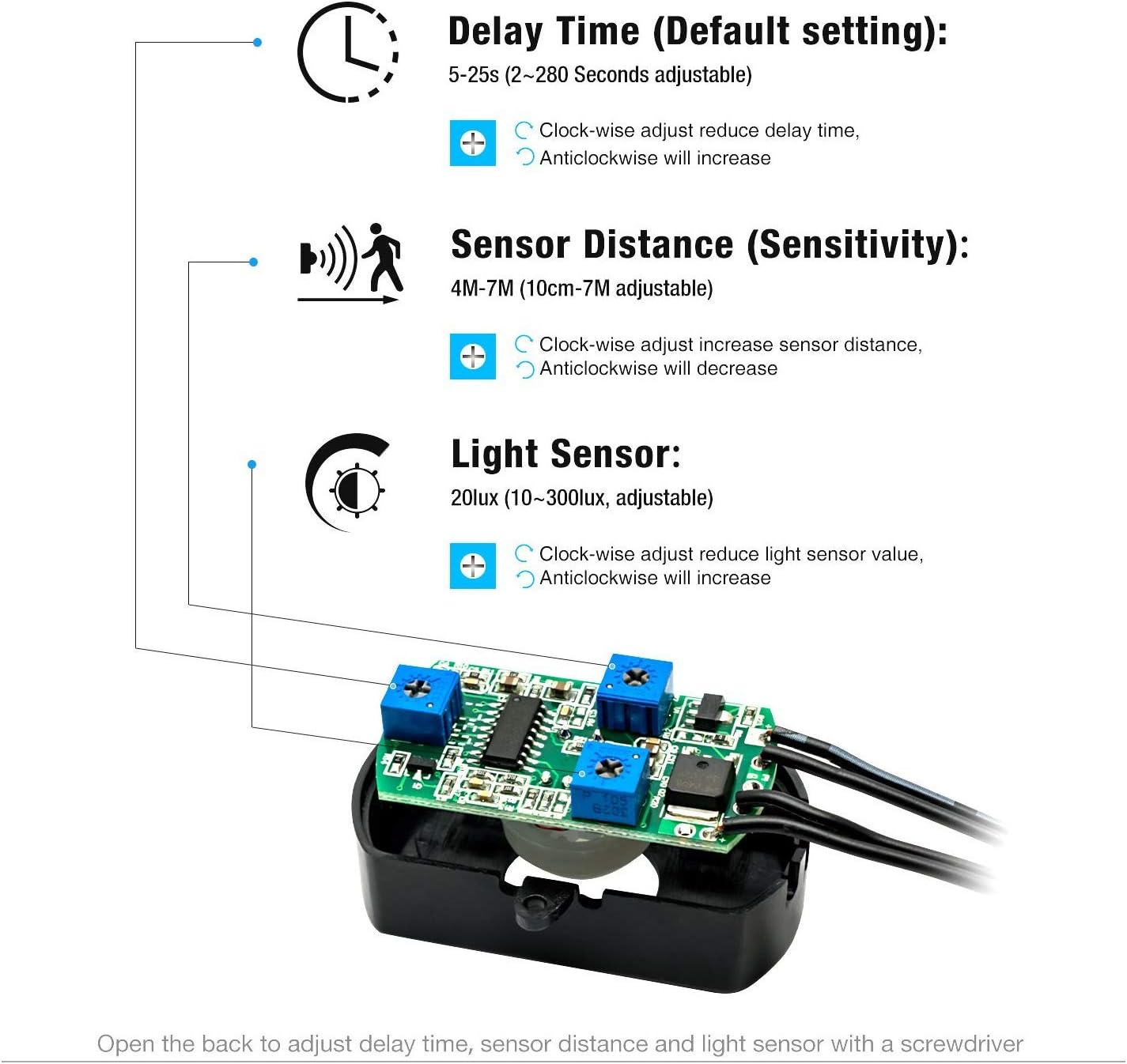 BS010L DC 12V a 30V 3A Mini Pir Sensor de Movimiento, Interruptor de Sensor de Ocupación para Caja Fuerte de Pistola, Armario de Cocina, Despensa,