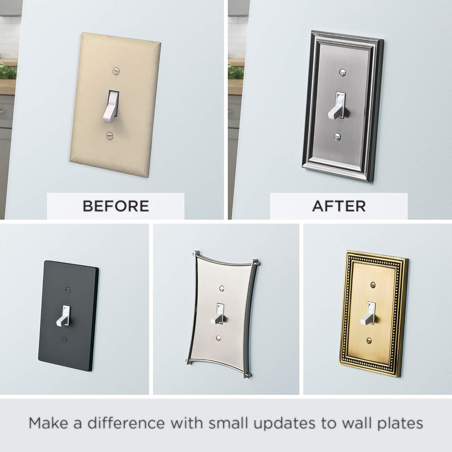 Franklin Brass W35059-SN-C – Placa clásica de pared dúplex con cuentas, placa de interruptorcubierta, níquel satinado, 1 unidad (paquete de 2)