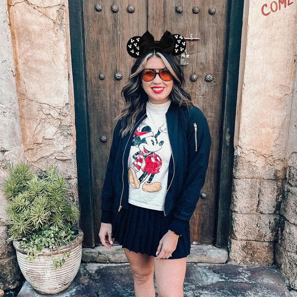 JIAHANG Diadema de terciopelo con orejas de ratón para el cabello, perlas negras, decoración de fiesta, disfraces, accesorios para el cabello para