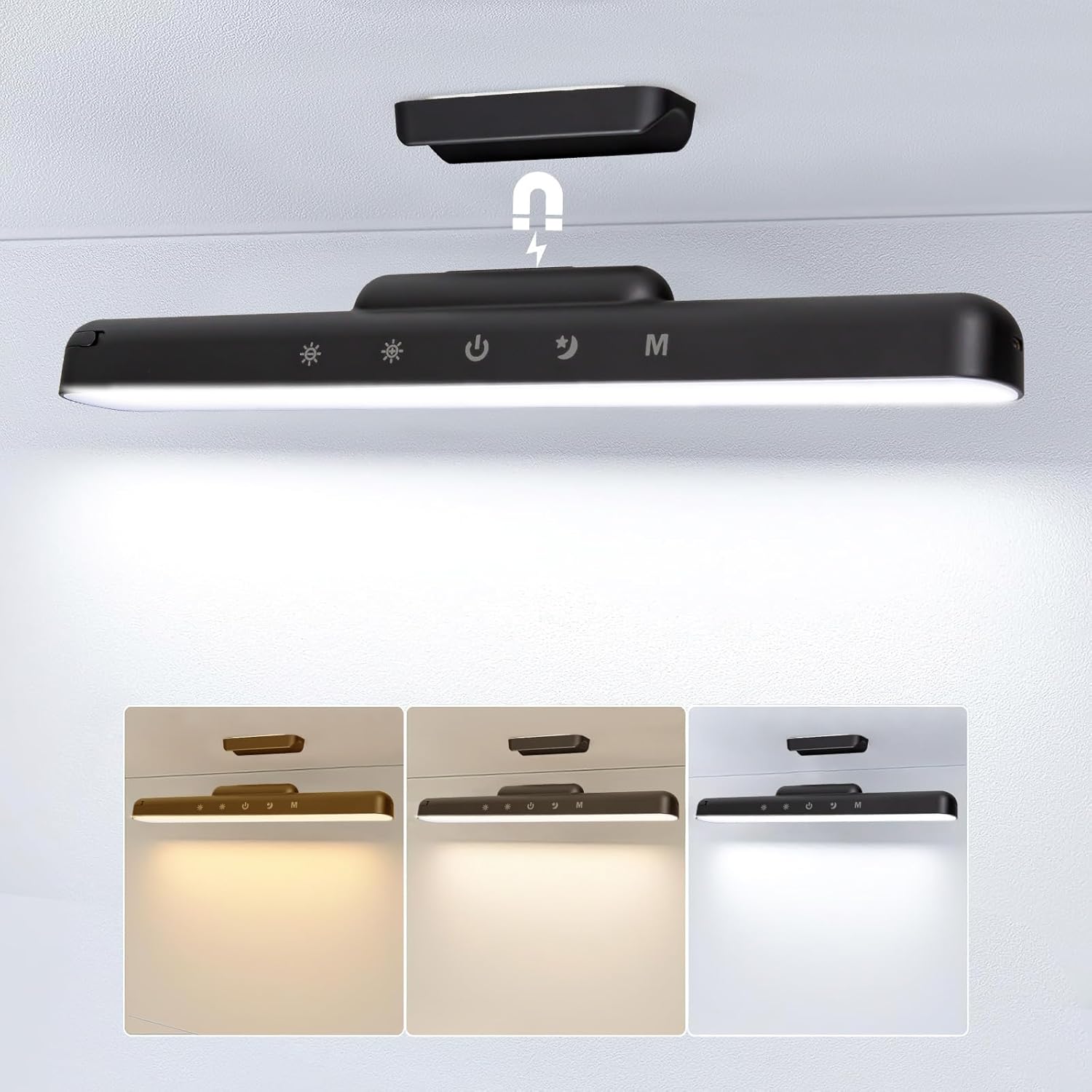 ZMinghtx Rechargeable Light Bar,60LED 5W Wireless Dimmable Touch Bunk Bed Light,3 Color Temperatures 3000mAh Battery Operated Magnetic Under Cabinet