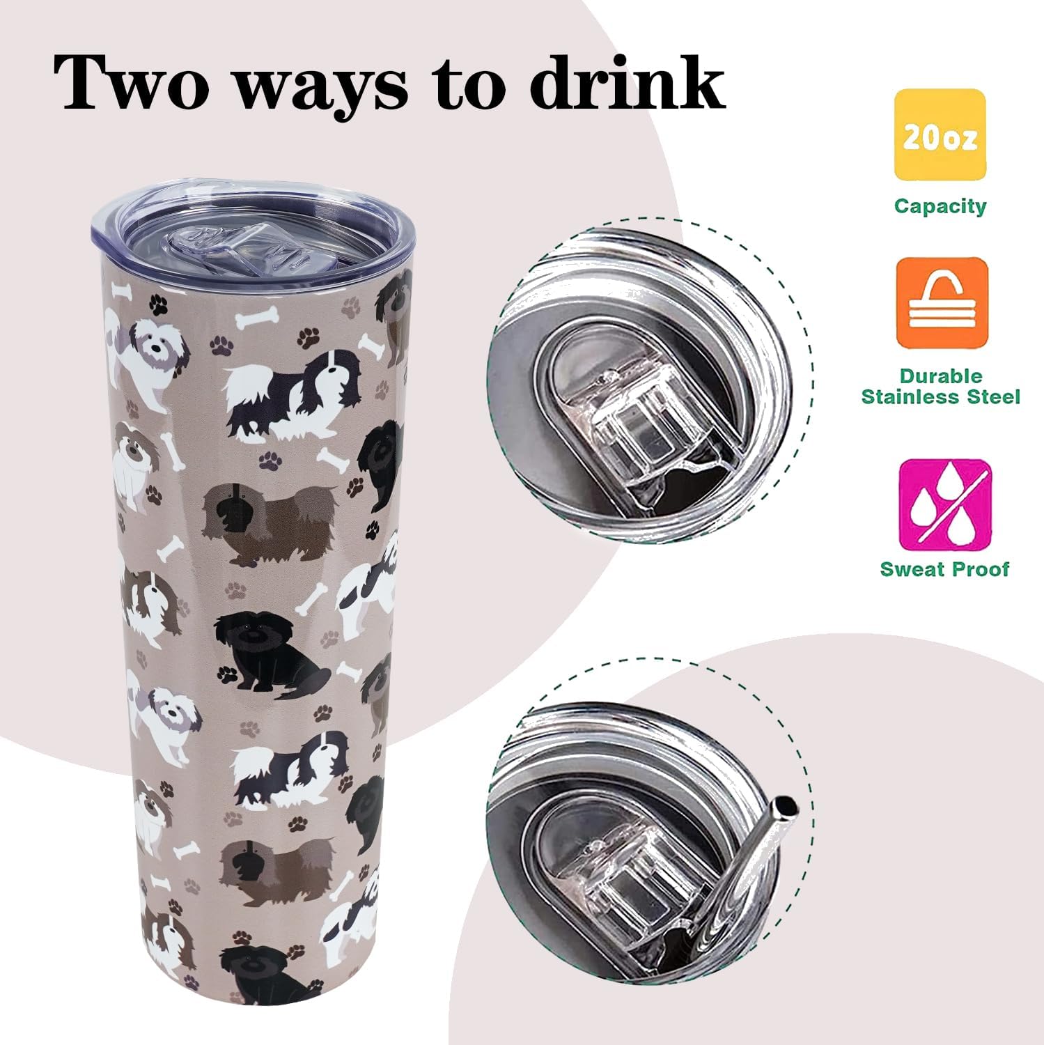 Shih Tzu Regalos para mujeres, vaso Shih Tzu, regalos para amantes de los perros, regalo para perros, tazas de café de viaje Shih Tzu para bebidas