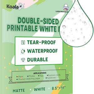 Koala – Papel impermeable para impresora láser, papel de impresora a prueba de desgarros, pelÃcula blanca imprimible de doble cara mate de 8.5 x 11 Koala – Papel impermeable para impresora láser, papel de impresora a prueba de desgarros, pelÃcula blanca imprimible de doble cara mate de 8.5 x 11