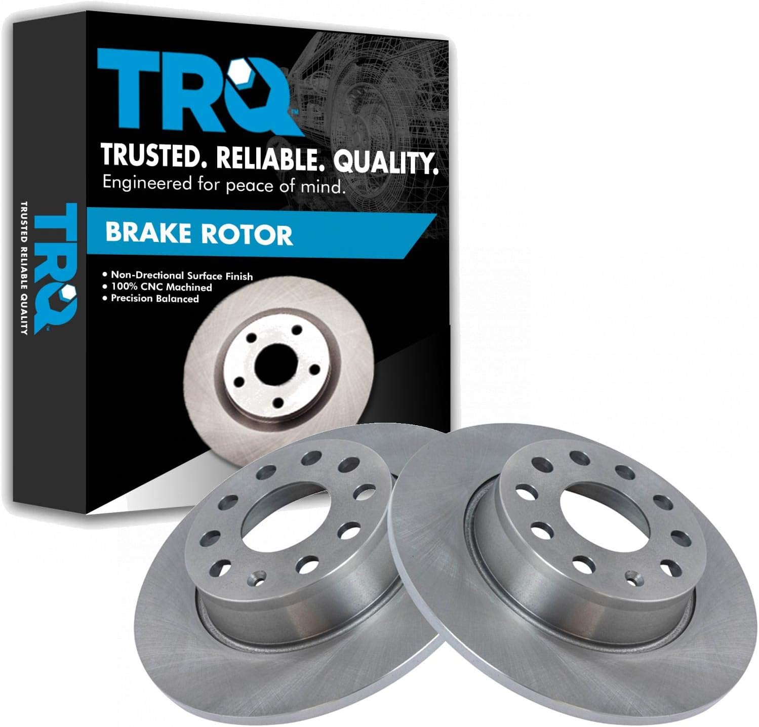 TRQ Juego de rotores de freno de disco trasero para 2010-2018 A3  2010-2018 A3 Quattro  Escarabajo 2012  Eos 2010-2016  Golf 2010-2018  GTI