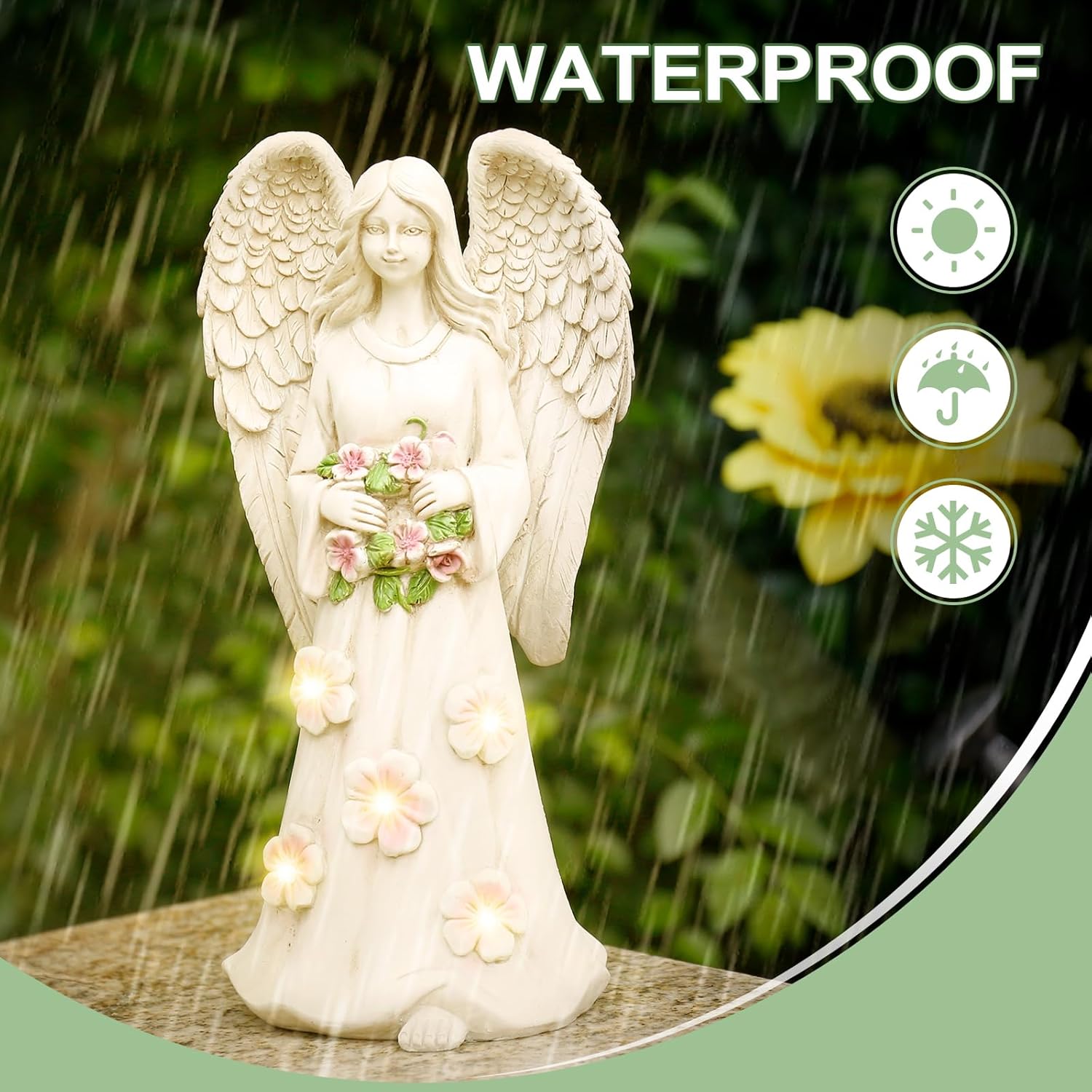 Estatuas de ángel de jardín para decoración al aire libre, figuras de jardín de 10 pulgadas con 5 LED, decoración artística para patio, césped,