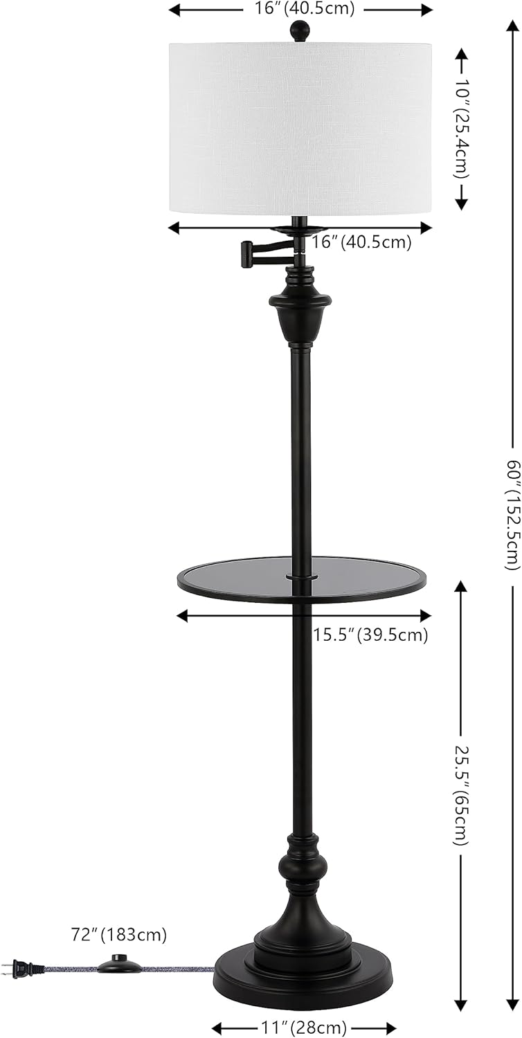 JONATHAN Y JYL3055D Cora – Mesa auxiliar LED de metal y cristal de 60 pulgadas y lámpara de pie, contemporánea, de transición para dormitorio, sala