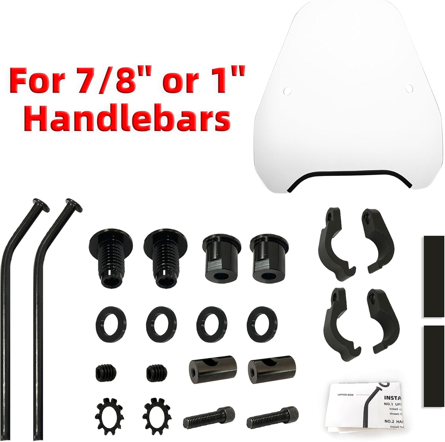 FATECIM Parabrisas de motocicleta transparente de 15 pulgadas, deflector de viento universal para Harley Davidson Honda Kawasaki Suzuki Triumph