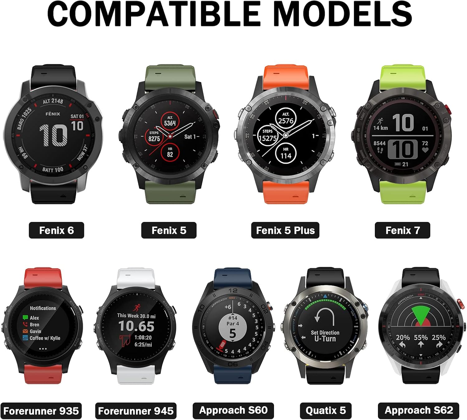 ISABAKE Compatible con Fenix 6 Watch Band para Fenix 6 ProFenix 5Fenix 5 PlusFenix 7Forerunner 935Forerunner 945Approach S60Quatix 5