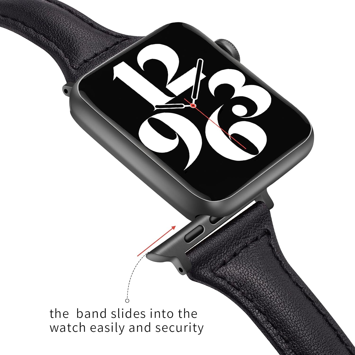 Paquete de 2 correas delgadas de cuero genuino compatibles con Apple Watch Band de 1.496 pulgadas, 1.575 pulgadas, 1.614 pulgadas, 1.654 pulgadas,